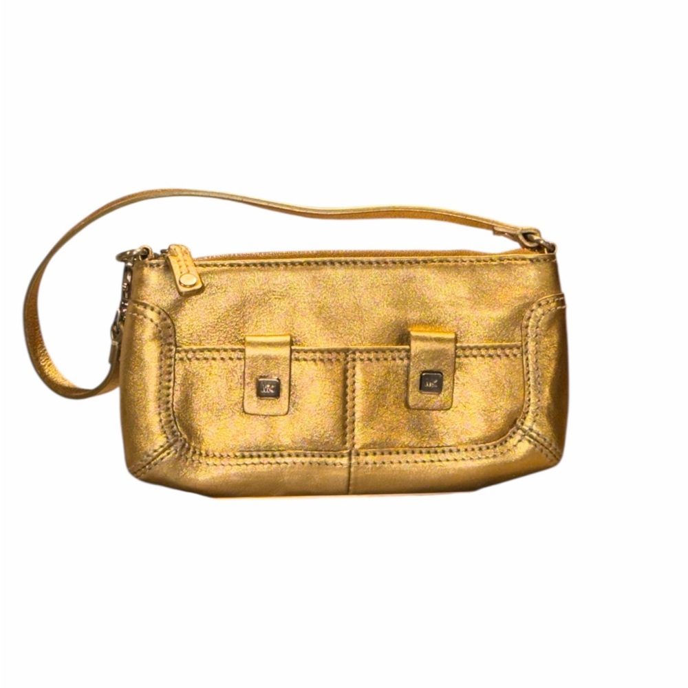 Michael Kors Gold Leather Mini Bag Clutch Wristlet